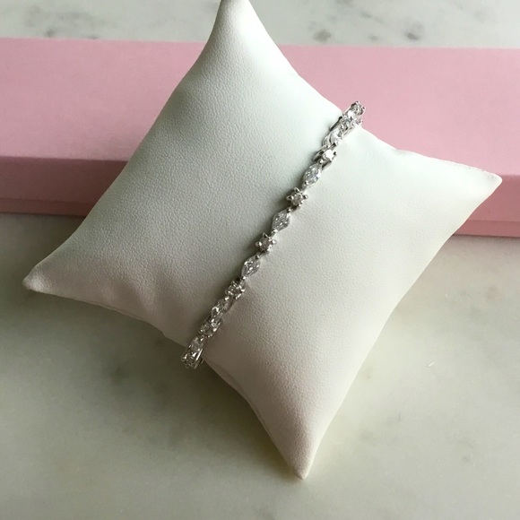 Sterling 7” Marquise & Round Cz Tennis Bracelet - Picture 6 of 16